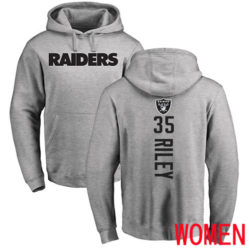 Oakland Raiders Ash Women Curtis Riley Backer NFL Football 35 Pullover Hoodie Sweatshirts